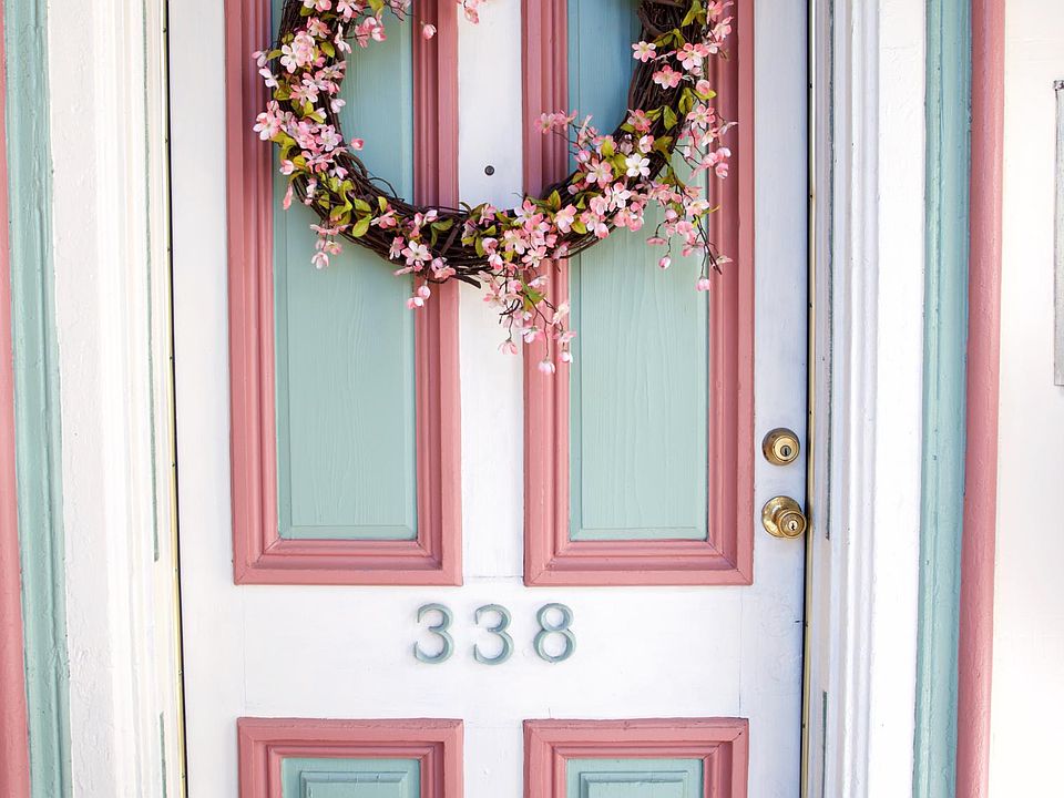 Welcoming front door. Only two apartments use this entrance so it is an easy building to keep virus-free.