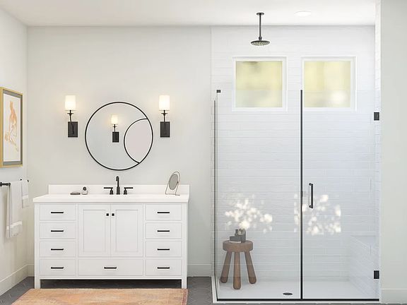 Primary bath with furniture like vanity