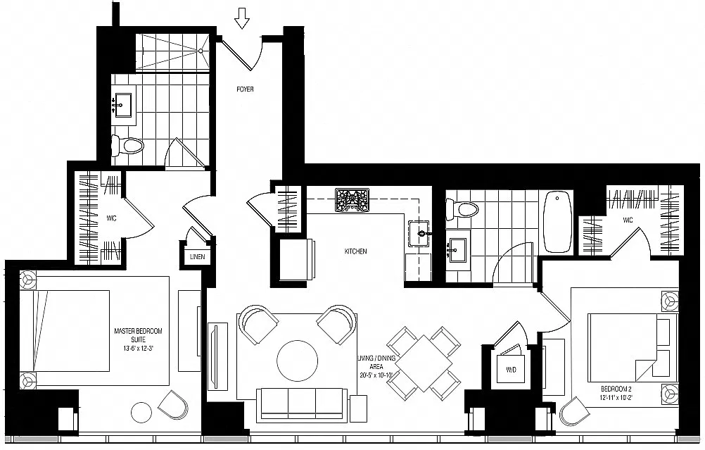 Floor plan 800 Park 2 Bed/2 Bath-B9