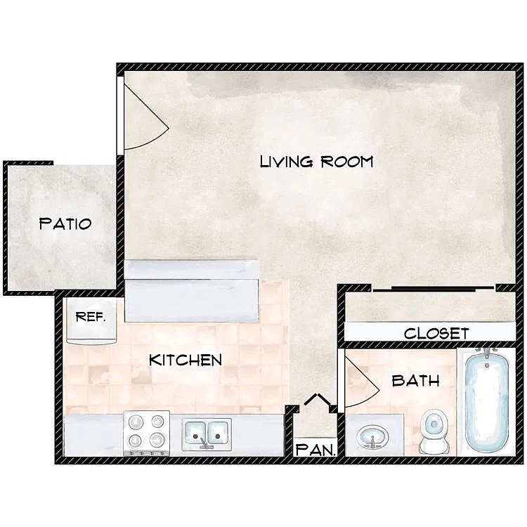 Floor plan Jr One Bedroom