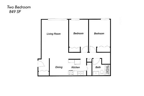 Floor plan Two Bedroon - Section 8 Unit
