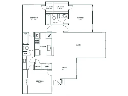 Floor plan Chestnut (1254 SF)