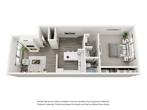 Floor plan 1BD, 1BTH I