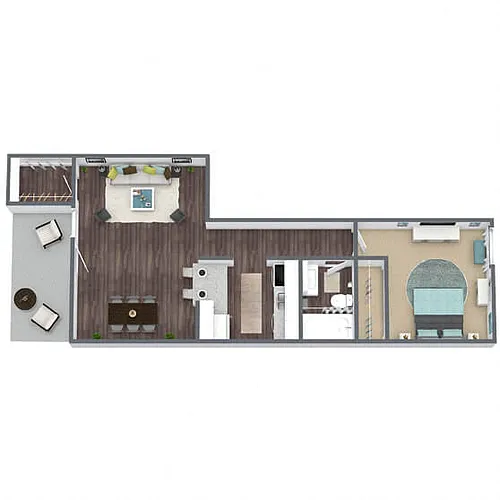 Floor plan A2: 1 Bed 1 Bath