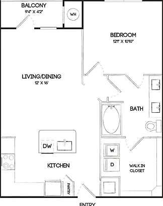 A5 1 Bedroom Floor Plan A5 1 Bedroom Floor Plan