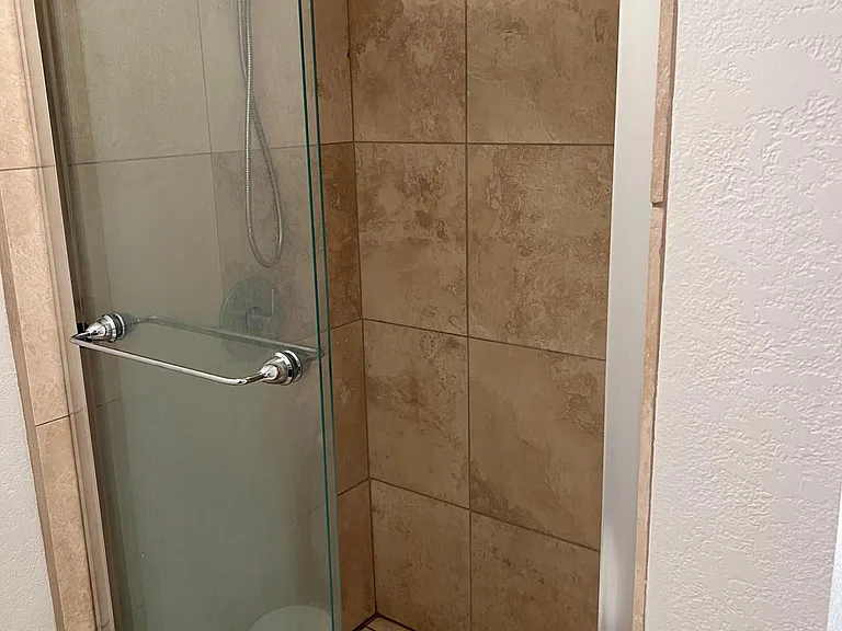 Master bath shower with new double shower head