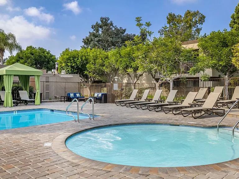 Swimming pool with spa and cabanas