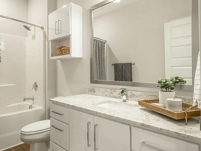 Spacious Bathroom at Hawthorne at the W with Granite Countertops