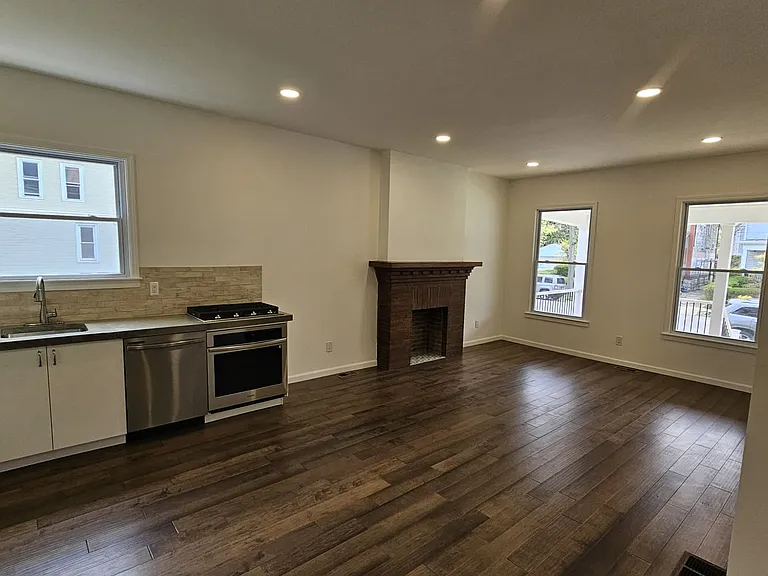 kitchen and dining / living area
