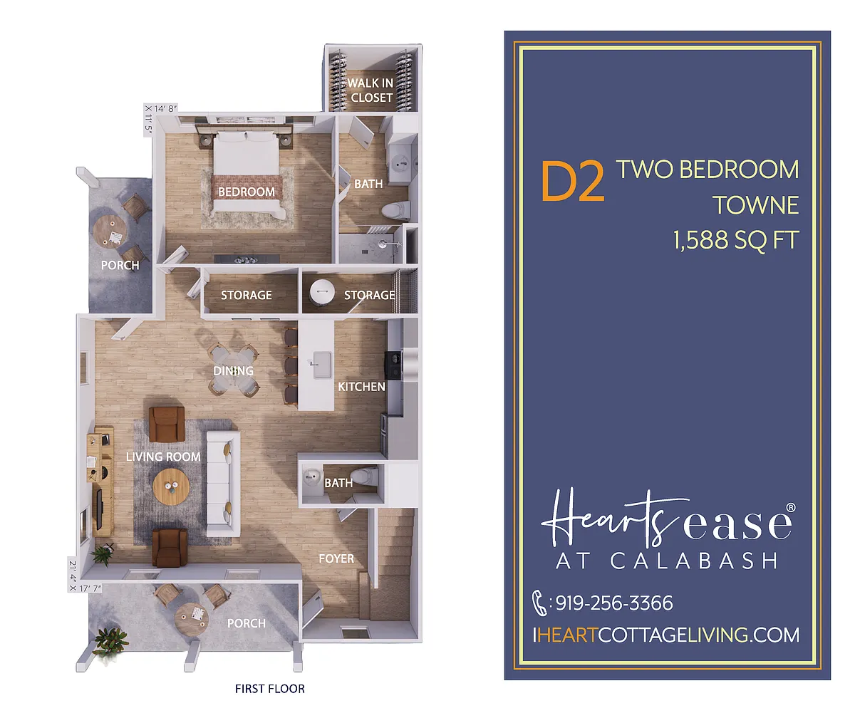 Floor plan D2 -2 Bedroom Towne