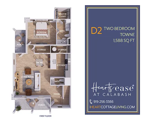 Floor plan D2 -2 Bedroom Towne