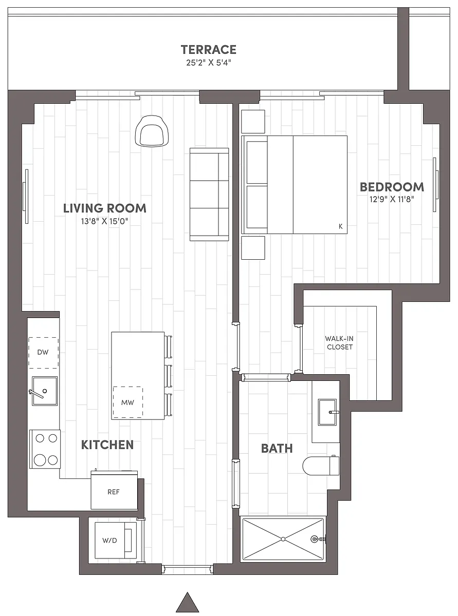 Floor plan 1 Bed-1 Bath-B7
