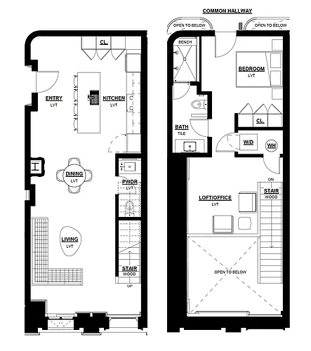 Floor plan 1 Bed - 1.5 Bath Loft Plus Den