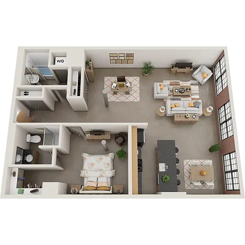 Floor plan 1 Bed 2 Bath