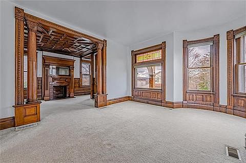 Columns, stained glass, rounded windows, etc.