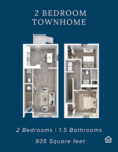 Floor plan 2 Bedroom 1.5 Bathroom