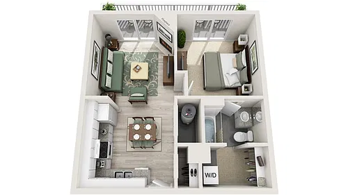 Floor plan 1x1 W/D - Station