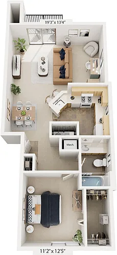Floor plan One Bedroom End