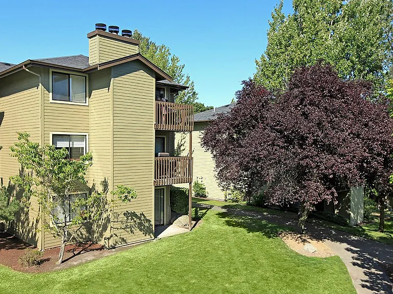 Building Exterior with Green Walkways