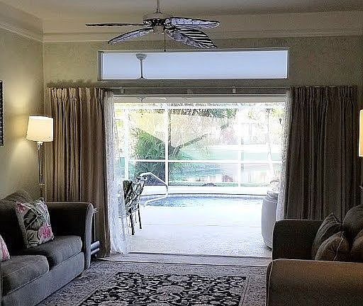 View of pool and lake