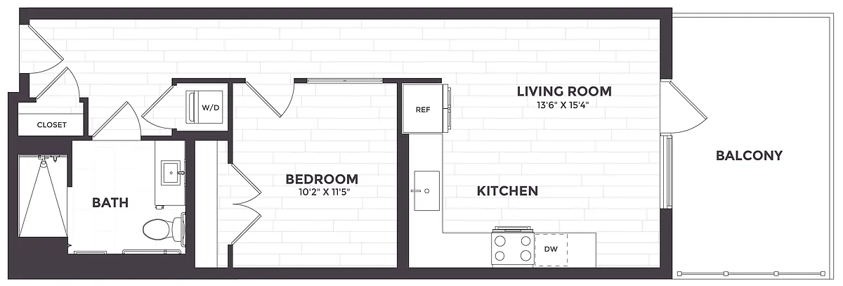 Floor plan 1 Bed/1 Bath ANSI- 01C