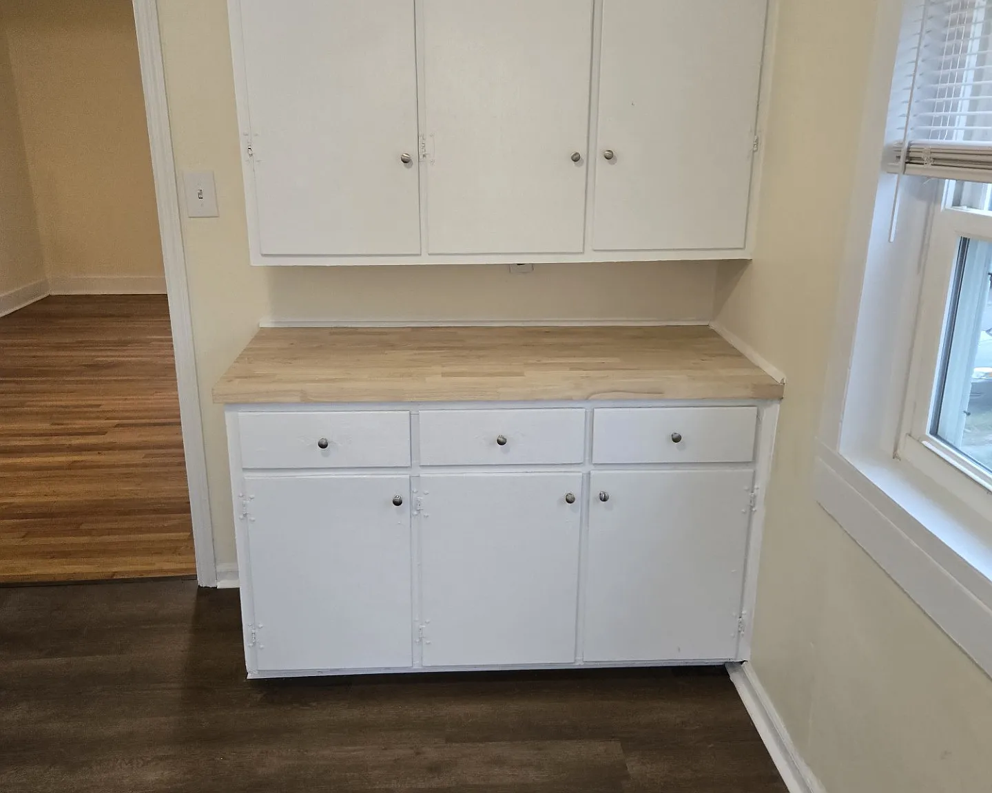Cabinets and new window butcher block countertop