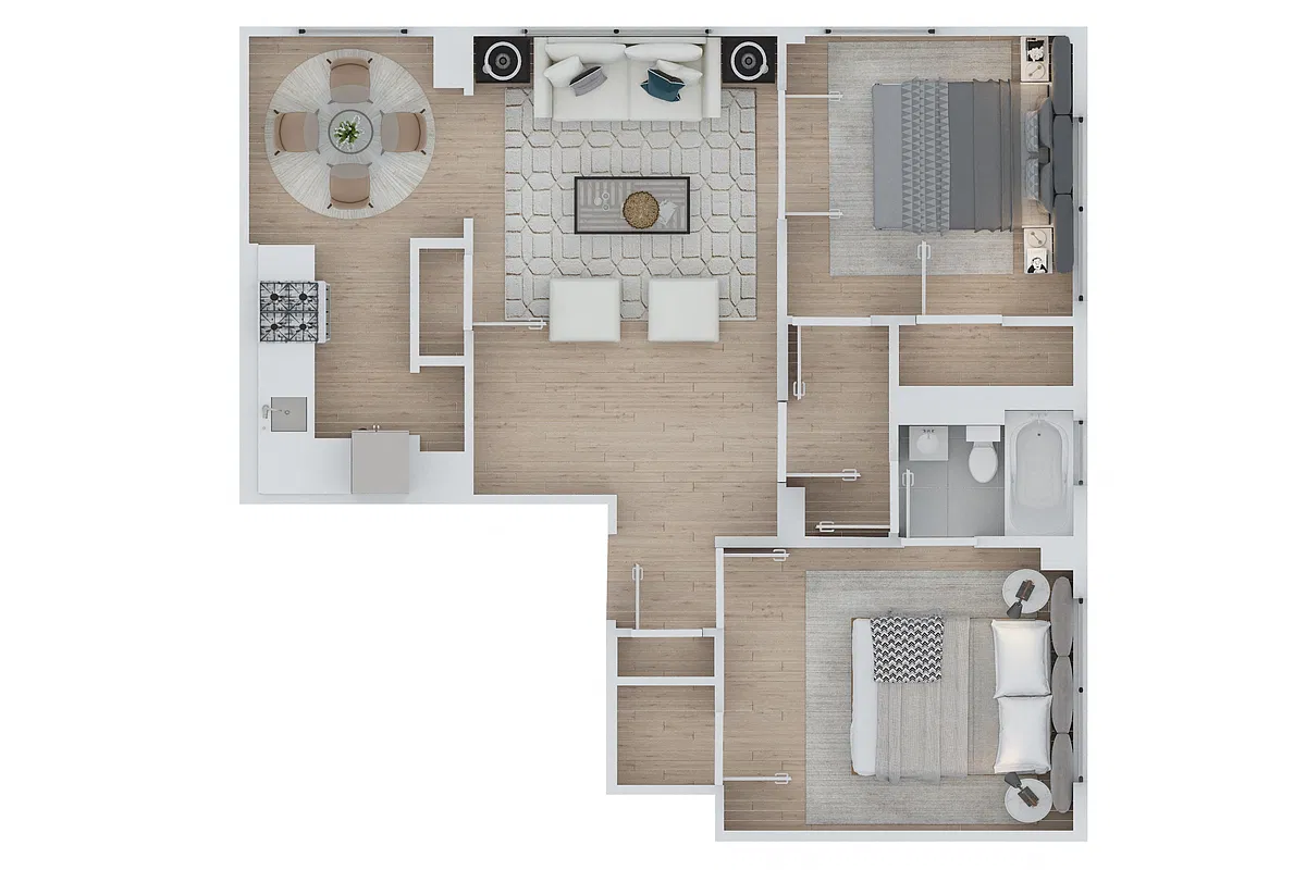 Floor plan Two Bedroom One Bath - EMB950