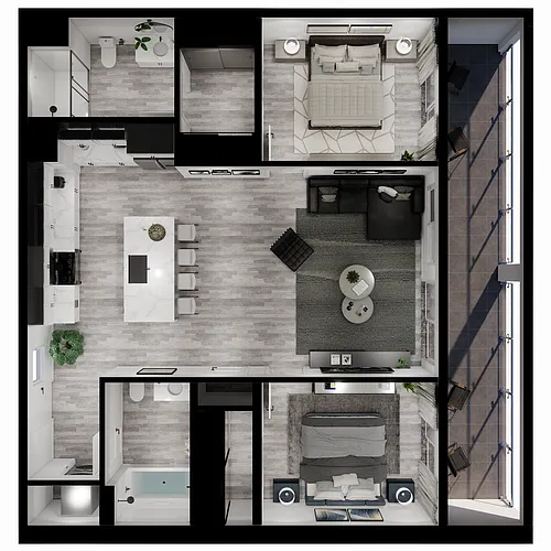 Floor plan 2 Bed