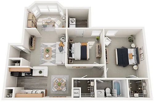 Floor plan B1 Two Bedroom with Morning Room