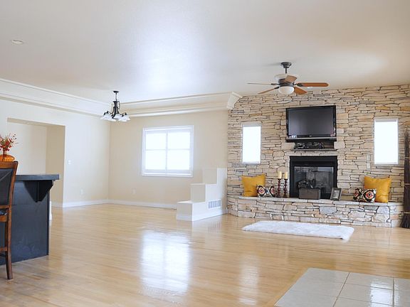 Stone fireplace, living room