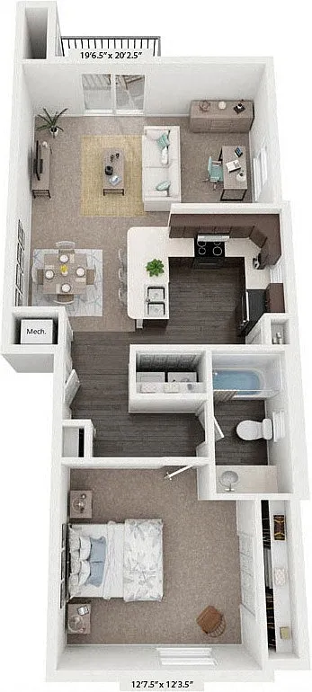 Floor plan One Bedroom End