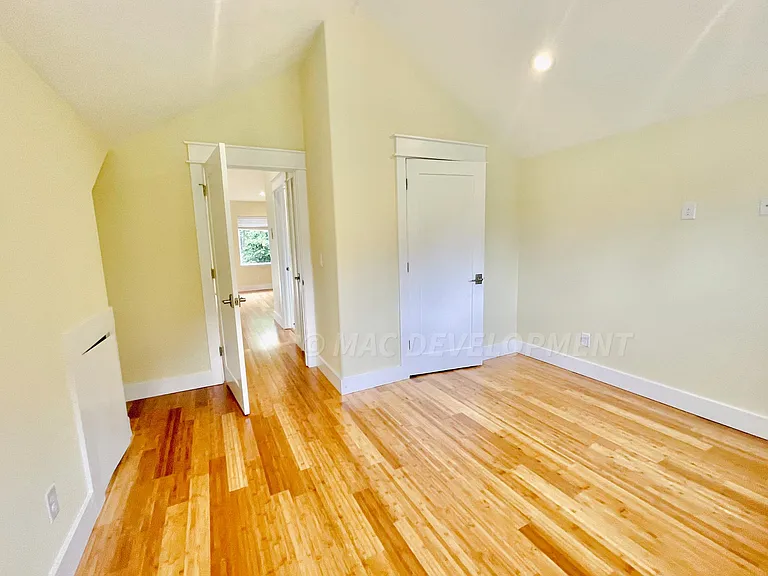 Bamboo Flooring and Closet in Bedroom. View Facing West.