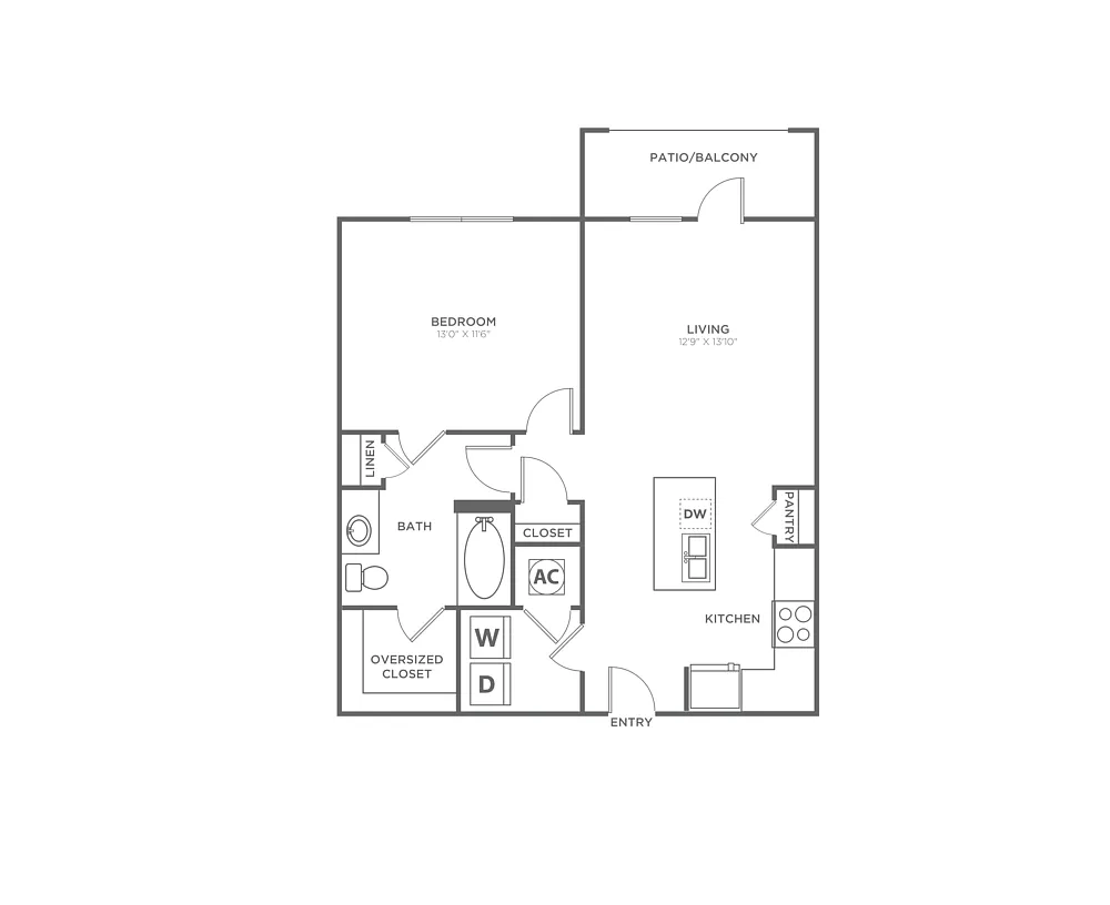 Floor plan A2 (735 SF)