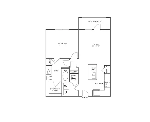 Floor plan A2 (735 SF)