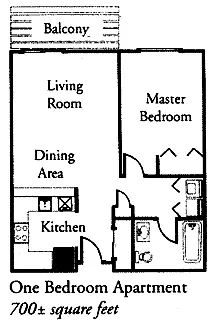 Floor plan Phase II one bedroom