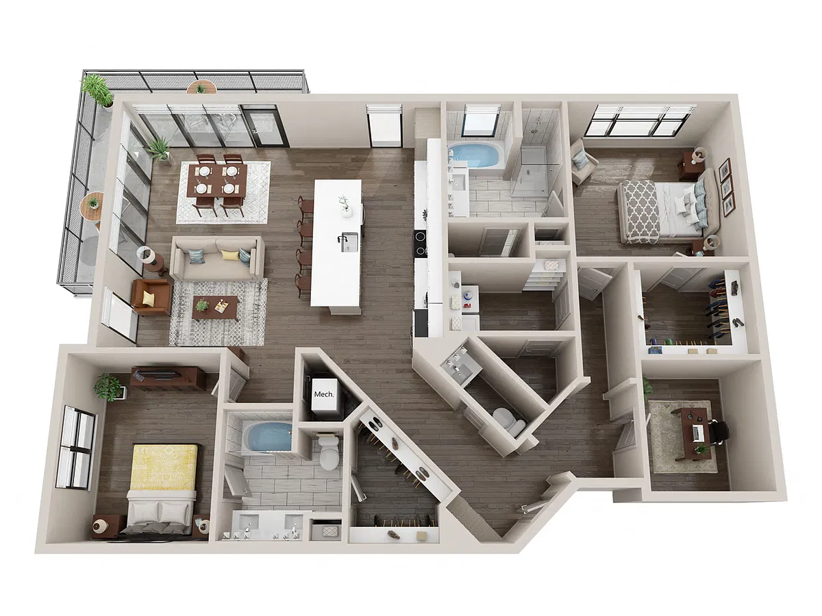 Floor plan C1 with Den