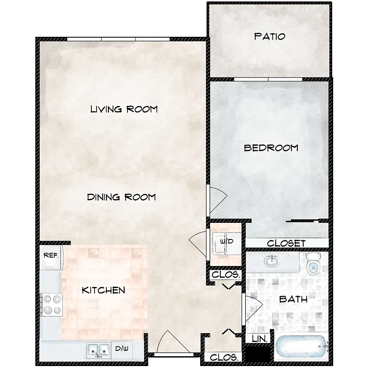 Floor plan 1 Bedroom 1 Bath B
