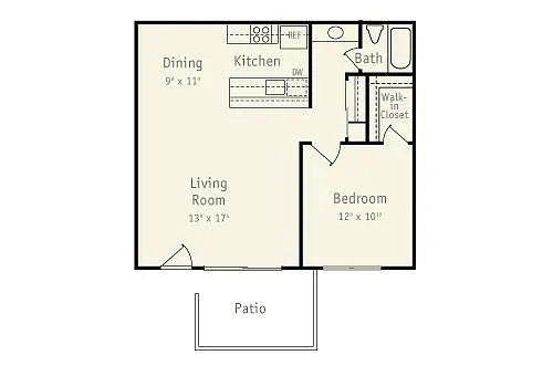 Floor plan 1 Bedroom-Beechtree