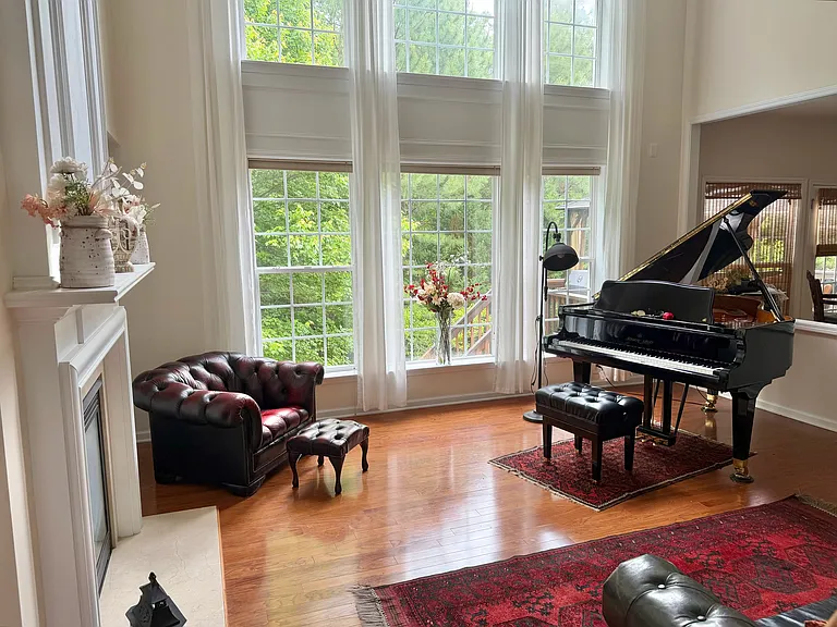 Two-story height family room
