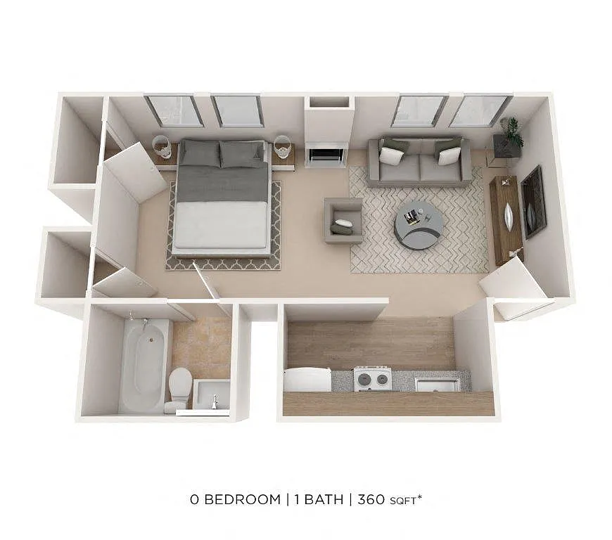 Floor plan Studio - 360 sqft