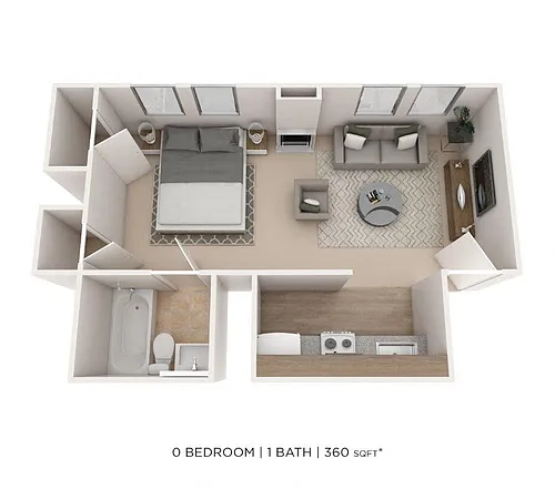 Floor plan Studio - 360 sqft