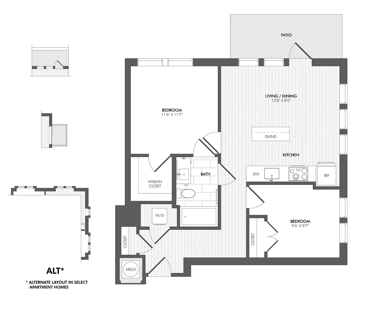 Floor plan Everton 2 Bed/1 Bath-2A