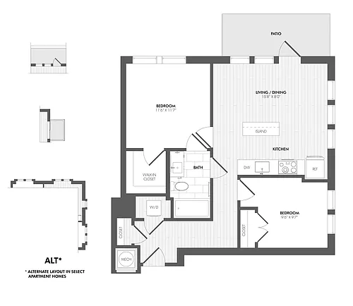 Floor plan Everton 2 Bed/1 Bath-2A