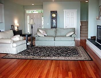 Open livng area with beautiful pear floors 