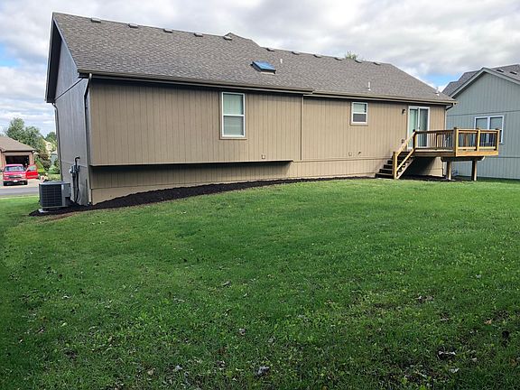 Large back yard with walk out deck
