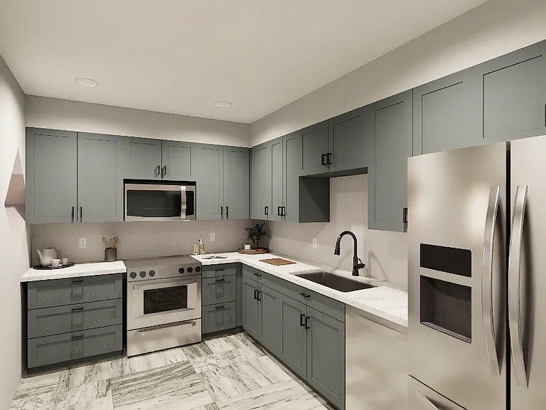 Rendering of Kitchen
Photos shown represent the planned design aesthetic. Please note that finishes and fixtures may vary slightly from the renderings provided.