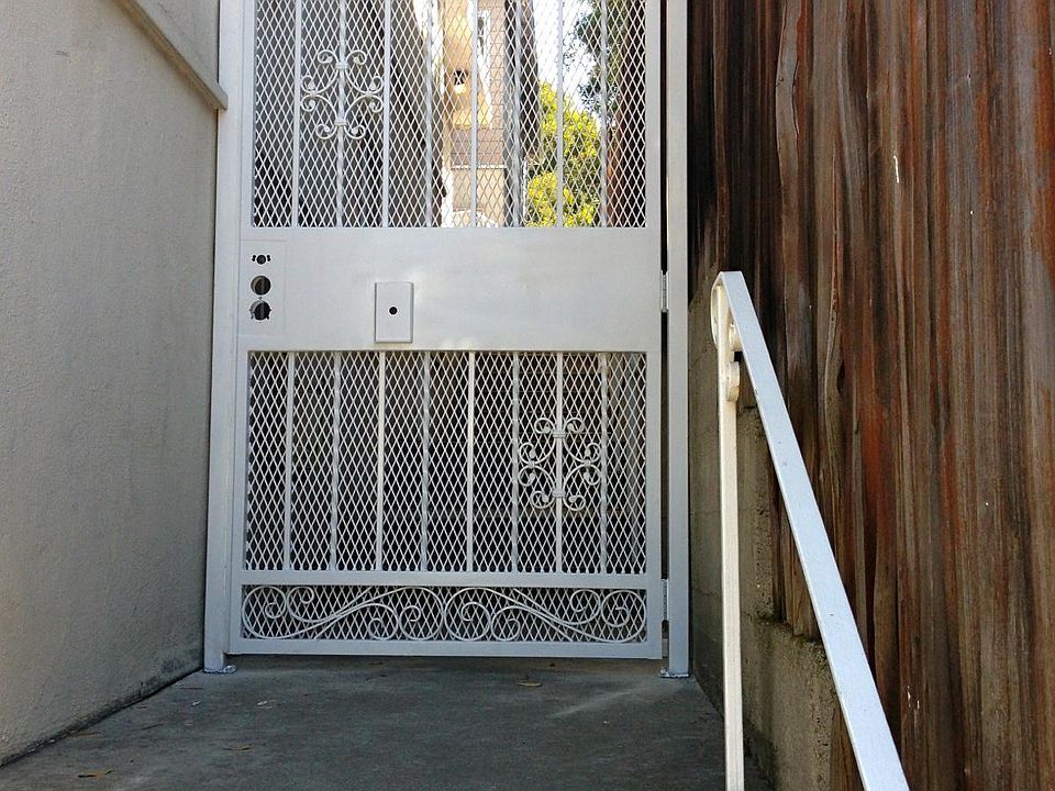 Ornamental wrought iron security gate.