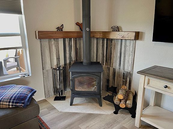 Wood burning fireplace