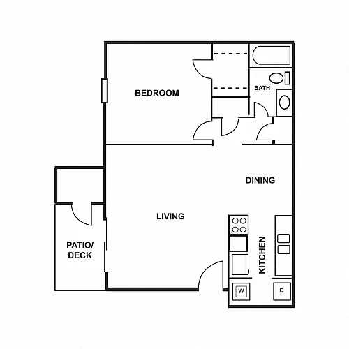 Floor plan 1 Bed 1 Bath 750