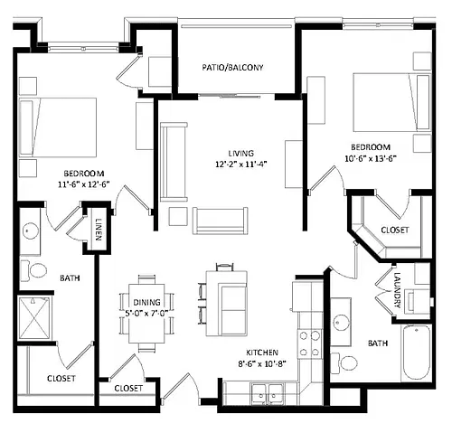 Floor plan 2 Bedroom E
